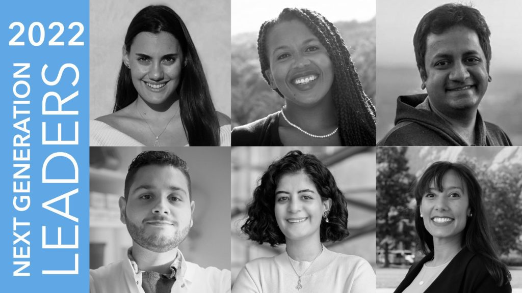 A grid of six black-and-white headshots with the text "Next Generation Leaders 2022" along the lefthand side of the graphic.