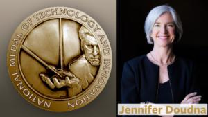 A side-by-side of Jennifer Doudna and the National Medal of Technology and Innovation.